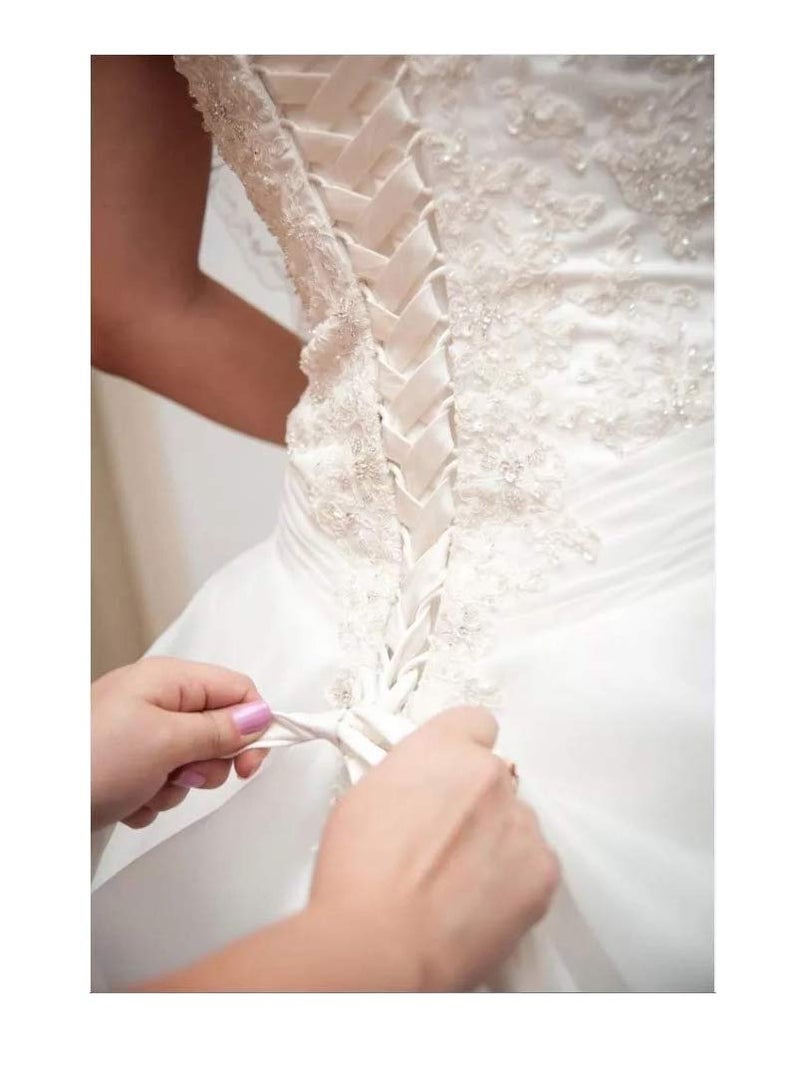 QRBTSCL Women's Wedding Dress Zipper Replacement Adjustable Fit Satin Corset Back Kit Lace up for Prom Dress Ivory 22 Inches - Image 2